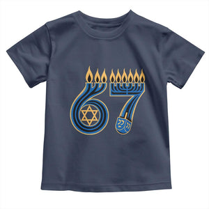 Funny 67 Hanukkah Toddler T Shirt Chanukah Menorah Dreidel Star Of David Six Seven Meme TS11 Navy Print Your Wear