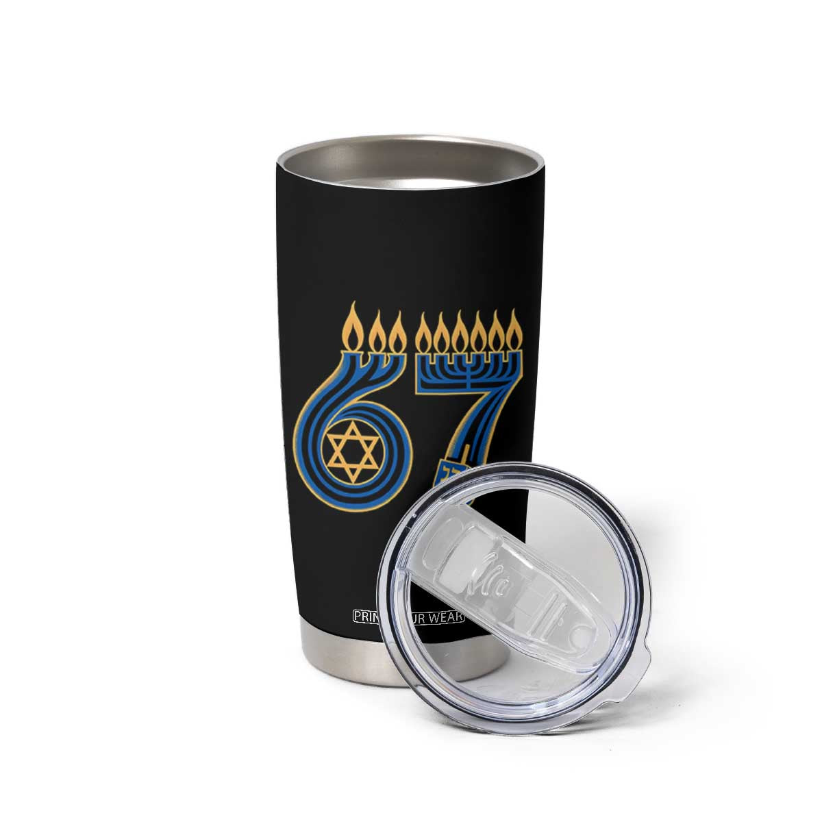 Funny 67 Hanukkah Tumbler Cup Chanukah Menorah Dreidel Star Of David Six Seven Meme TS11 Print Your Wear