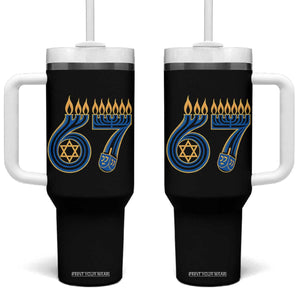Funny 67 Hanukkah Tumbler With Handle Chanukah Menorah Dreidel Star Of David Six Seven Meme TS11 One Size: 40 oz Black Print Your Wear