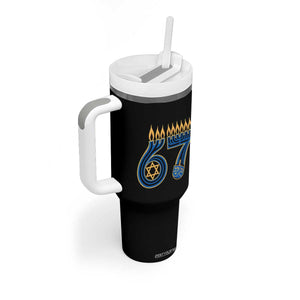 Funny 67 Hanukkah Tumbler With Handle Chanukah Menorah Dreidel Star Of David Six Seven Meme TS11 Print Your Wear
