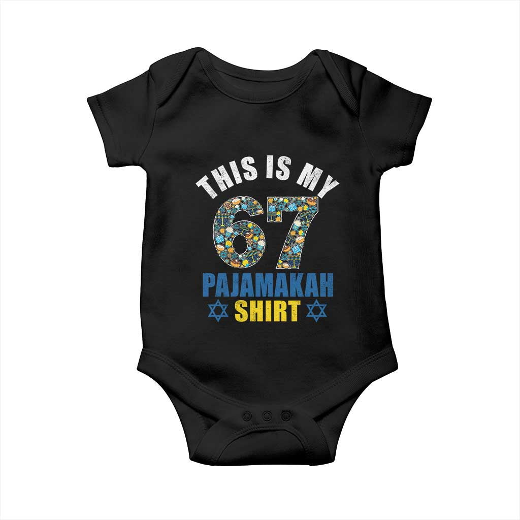 Funny 67 Hanukkah Baby Onesie This Is My 67 Pajamakah Gift TS11 Black Print Your Wear