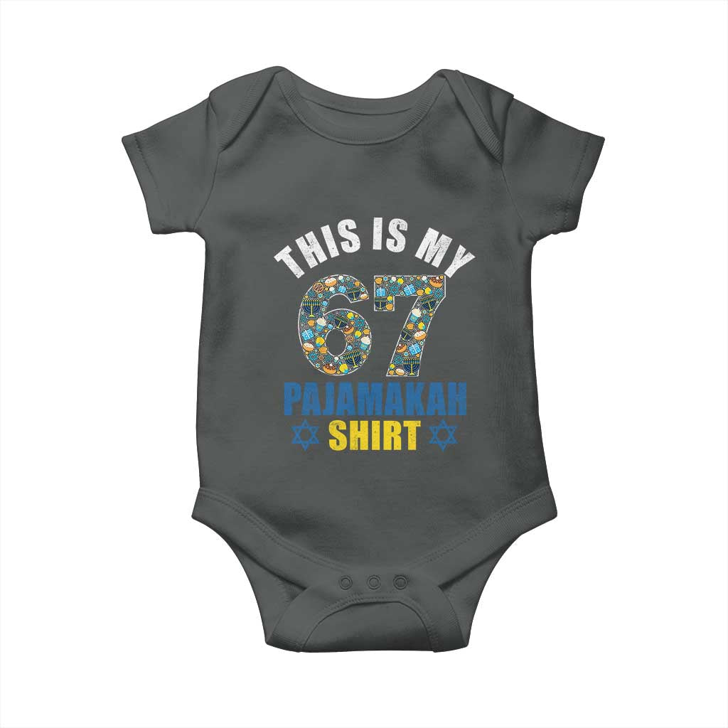 Funny 67 Hanukkah Baby Onesie This Is My 67 Pajamakah Gift TS11 Dark Heather Print Your Wear
