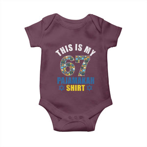 Funny 67 Hanukkah Baby Onesie This Is My 67 Pajamakah Gift TS11 Maroon Print Your Wear