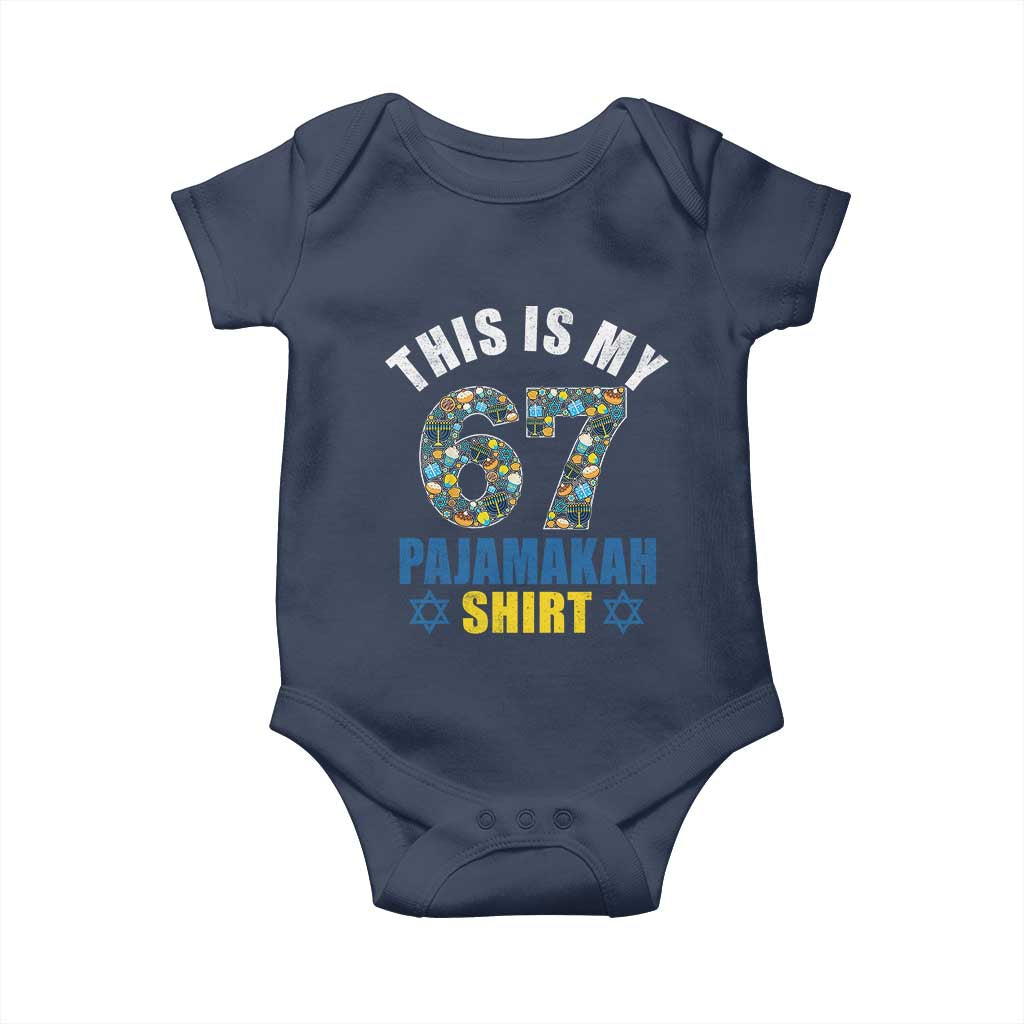 Funny 67 Hanukkah Baby Onesie This Is My 67 Pajamakah Gift TS11 Navy Print Your Wear