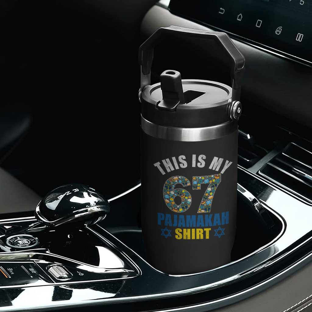 Funny 67 Hanukkah Flip Straw Tumbler This Is My 67 Pajamakah Gift TS11 Print Your Wear