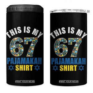 Funny 67 Hanukkah 4 in 1 Can Cooler Tumbler This Is My 67 Pajamakah Gift TS11 One Size: 16 oz Black Print Your Wear
