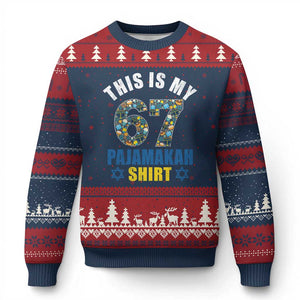 Funny 67 Hanukkah Ugly Christmas Sweater This Is My 67 Pajamakah Gift TS11 Navy Red Print Your Wear