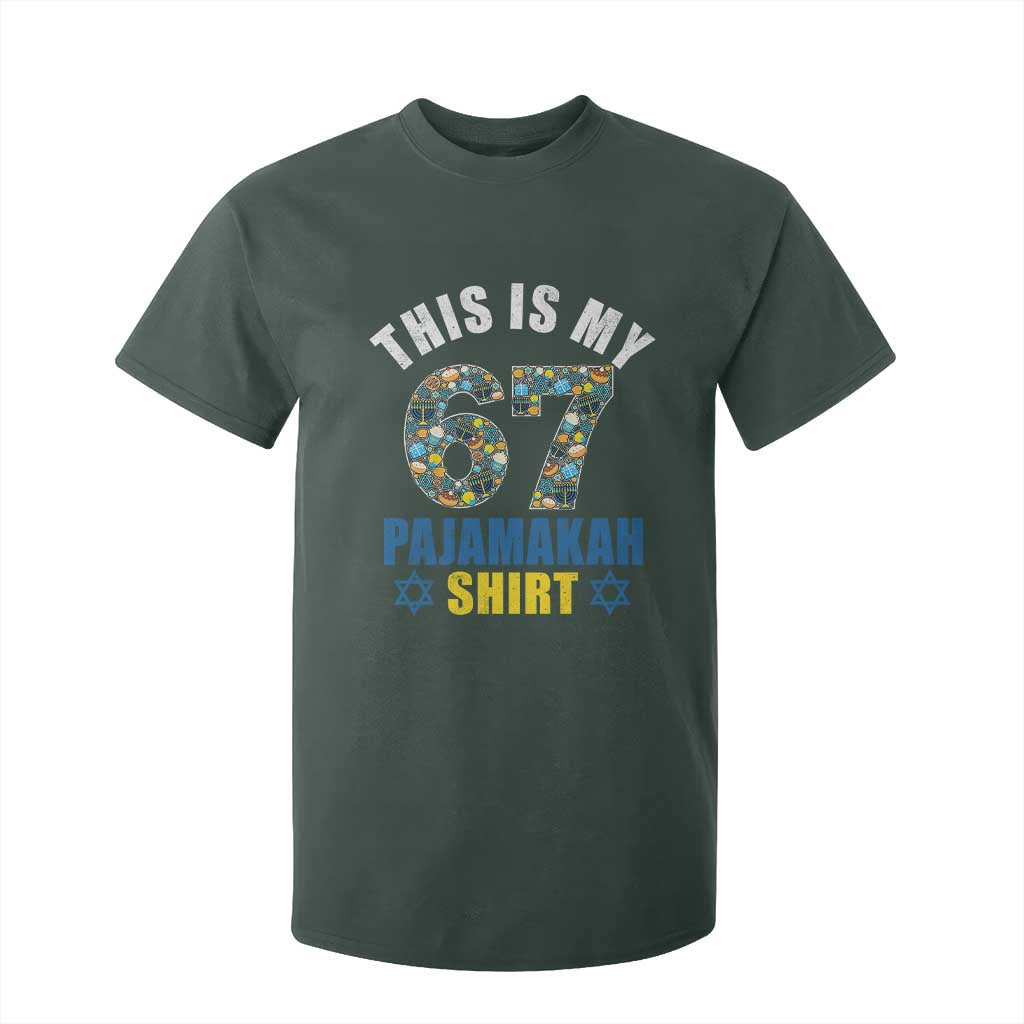 Funny 67 Hanukkah T Shirt For Kid This Is My 67 Pajamakah Gift TS11 Dark Forest Green Print Your Wear