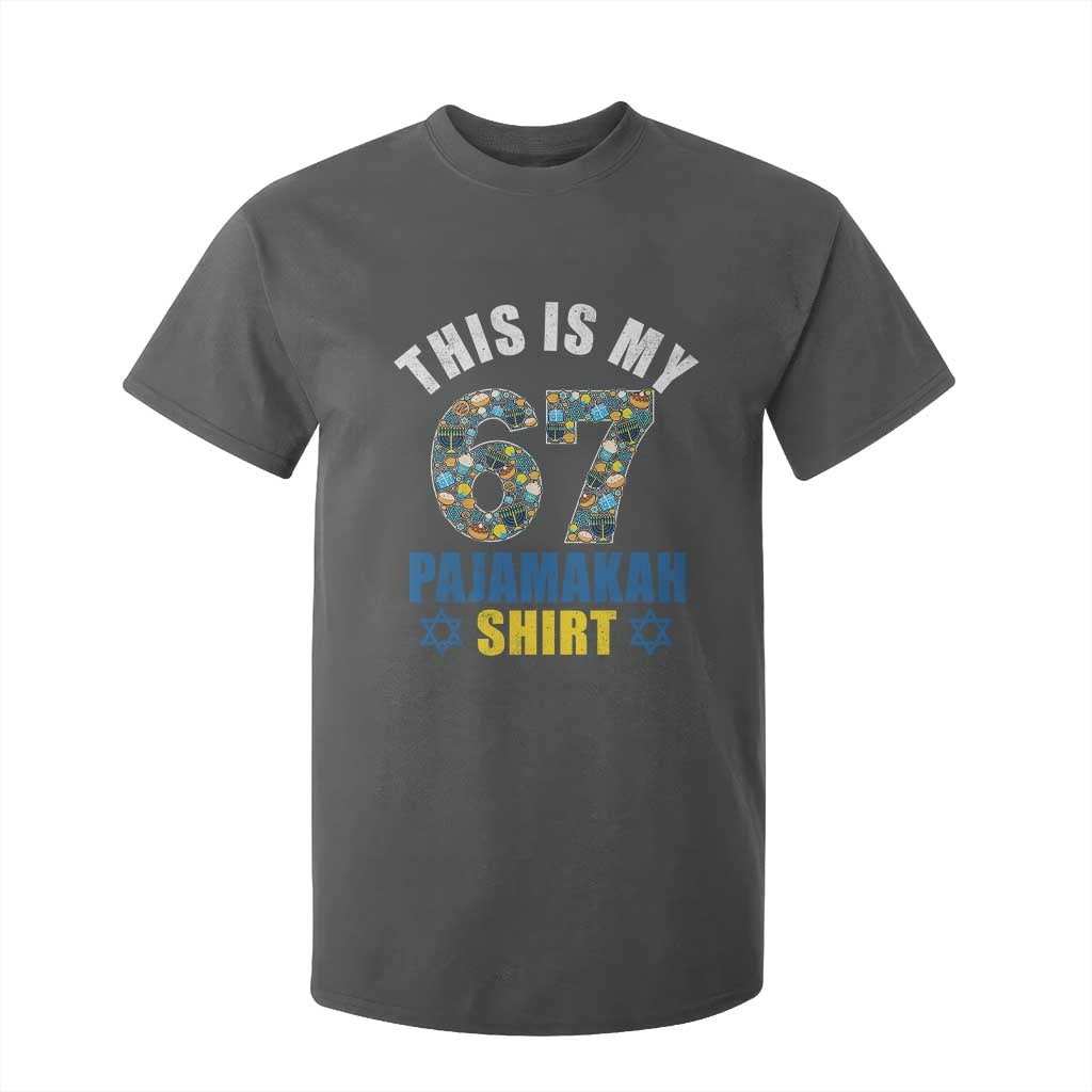 Funny 67 Hanukkah T Shirt For Kid This Is My 67 Pajamakah Gift TS11 Dark Heather Print Your Wear