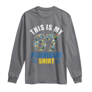 Funny 67 Hanukkah Long Sleeve Shirt This Is My 67 Pajamakah Gift TS11 Charcoal Print Your Wear