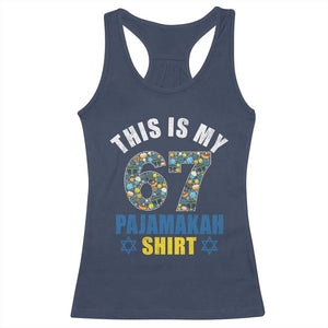 Funny 67 Hanukkah Racerback Tank Top This Is My 67 Pajamakah Gift TS11 Navy Print Your Wear