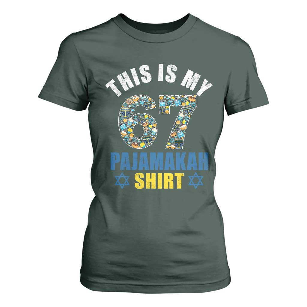 Funny 67 Hanukkah T Shirt For Women This Is My 67 Pajamakah Gift TS11 Dark Forest Green Print Your Wear