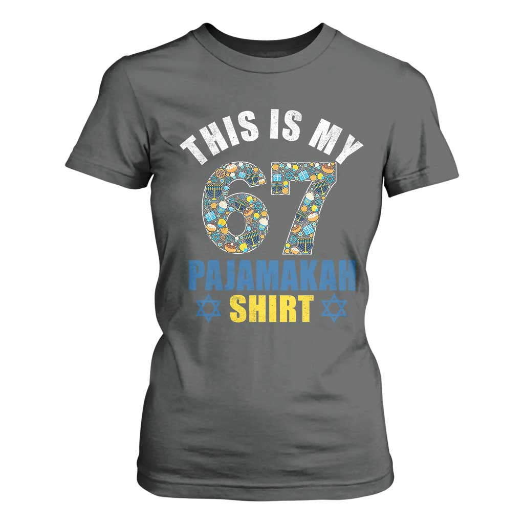 Funny 67 Hanukkah T Shirt For Women This Is My 67 Pajamakah Gift TS11 Dark Heather Print Your Wear