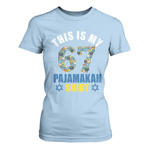 Funny 67 Hanukkah T Shirt For Women This Is My 67 Pajamakah Gift TS11 Light Blue Print Your Wear