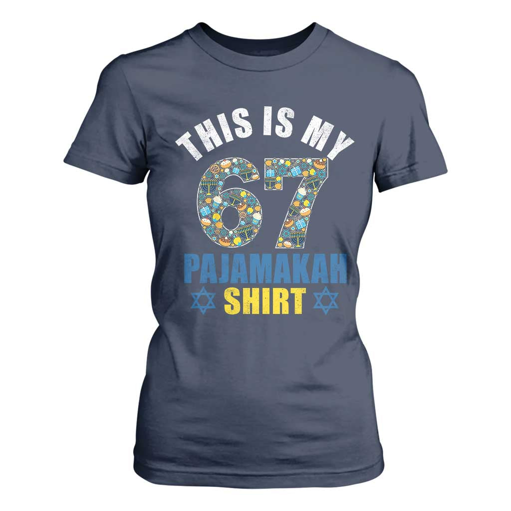 Funny 67 Hanukkah T Shirt For Women This Is My 67 Pajamakah Gift TS11 Navy Print Your Wear