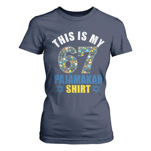 Funny 67 Hanukkah T Shirt For Women This Is My 67 Pajamakah Gift TS11 Navy Print Your Wear