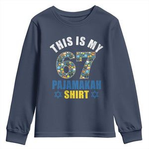 Funny 67 Hanukkah Youth Sweatshirt This Is My 67 Pajamakah Gift TS11 Navy Print Your Wear