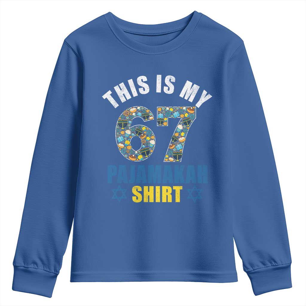 Funny 67 Hanukkah Youth Sweatshirt This Is My 67 Pajamakah Gift TS11 Royal Blue Print Your Wear