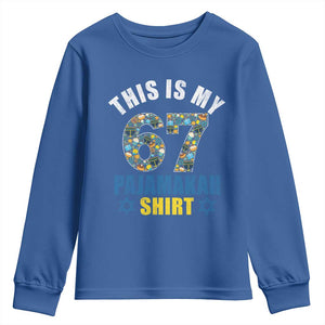 Funny 67 Hanukkah Youth Sweatshirt This Is My 67 Pajamakah Gift TS11 Royal Blue Print Your Wear