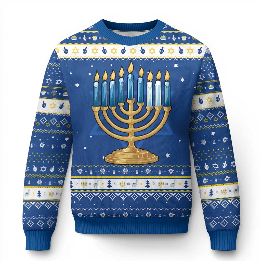 Funny 67 Chanukah Hanukkah Ugly Sweater Menorah Sixth Seventh Night TS11 Blue White Print Your Wear