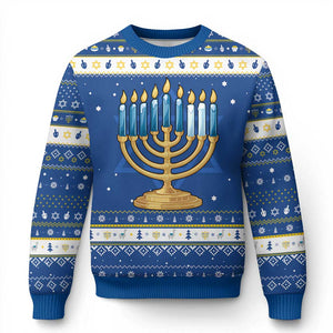 Funny 67 Chanukah Hanukkah Ugly Sweater Menorah Sixth Seventh Night TS11 Blue White Print Your Wear