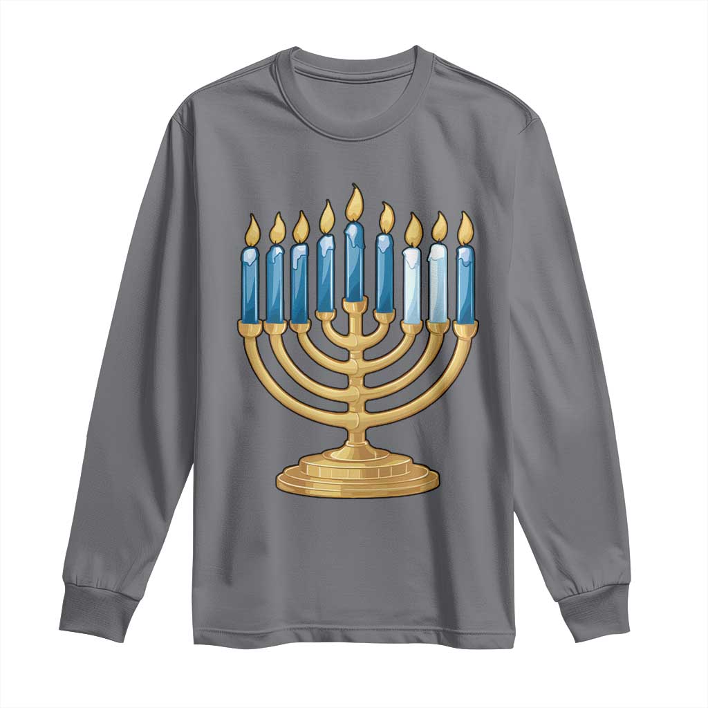 Funny 67 Hanukkah Long Sleeve Shirt Chanukah Menorah Sixth Seventh Night TS11 Charcoal Print Your Wear
