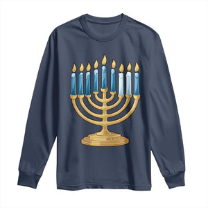 Funny 67 Hanukkah Long Sleeve Shirt Chanukah Menorah Sixth Seventh Night TS11 Navy Print Your Wear