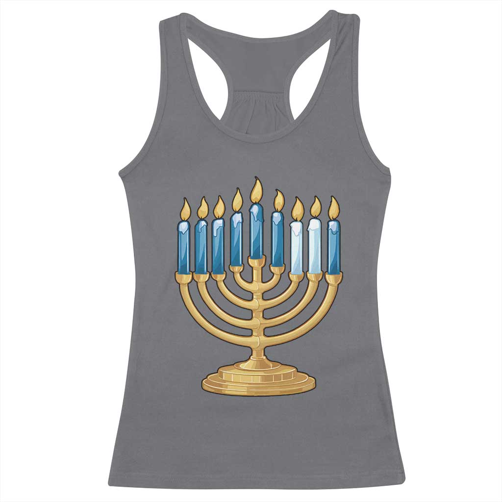 Funny 67 Hanukkah Racerback Tank Top Chanukah Menorah Sixth Seventh Night - Print Your Wear