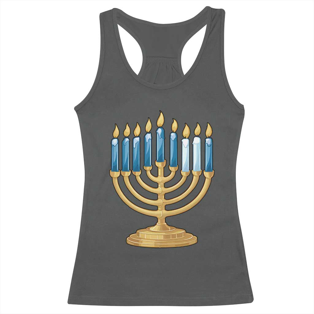 Funny 67 Hanukkah Racerback Tank Top Chanukah Menorah Sixth Seventh Night - Print Your Wear