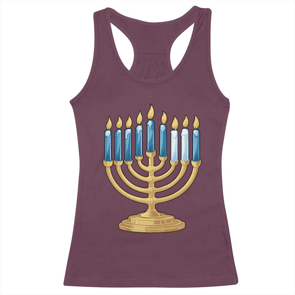 Funny 67 Hanukkah Racerback Tank Top Chanukah Menorah Sixth Seventh Night - Print Your Wear