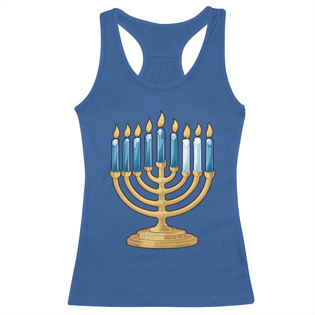 Funny 67 Hanukkah Racerback Tank Top Chanukah Menorah Sixth Seventh Night - Print Your Wear