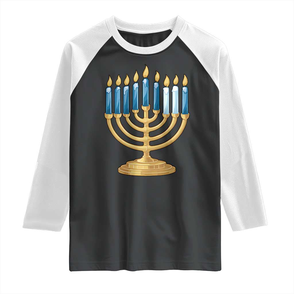 Funny 67 Hanukkah Raglan Shirt Chanukah Menorah Sixth Seventh Night TS11 Black White Print Your Wear