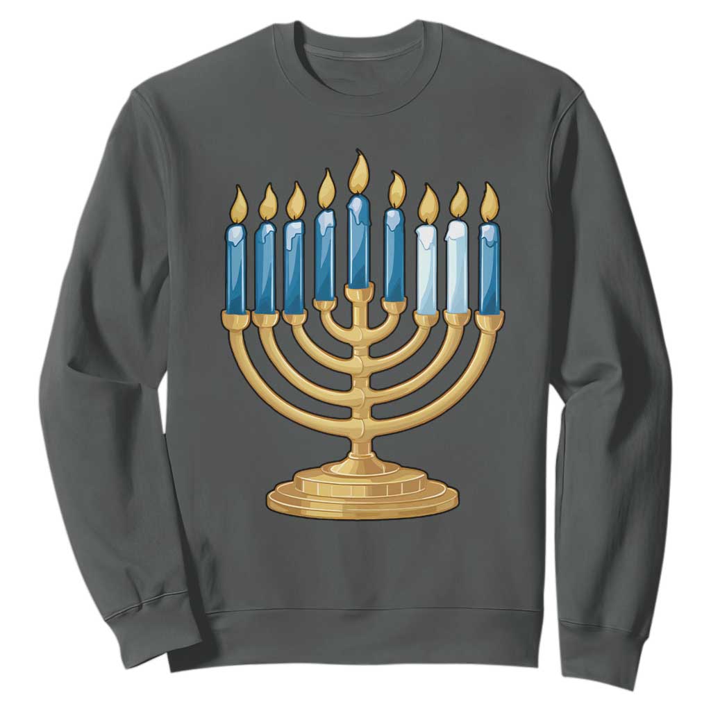 Funny 67 Hanukkah Sweatshirt Chanukah Menorah Sixth Seventh Night TS11 Dark Heather Print Your Wear