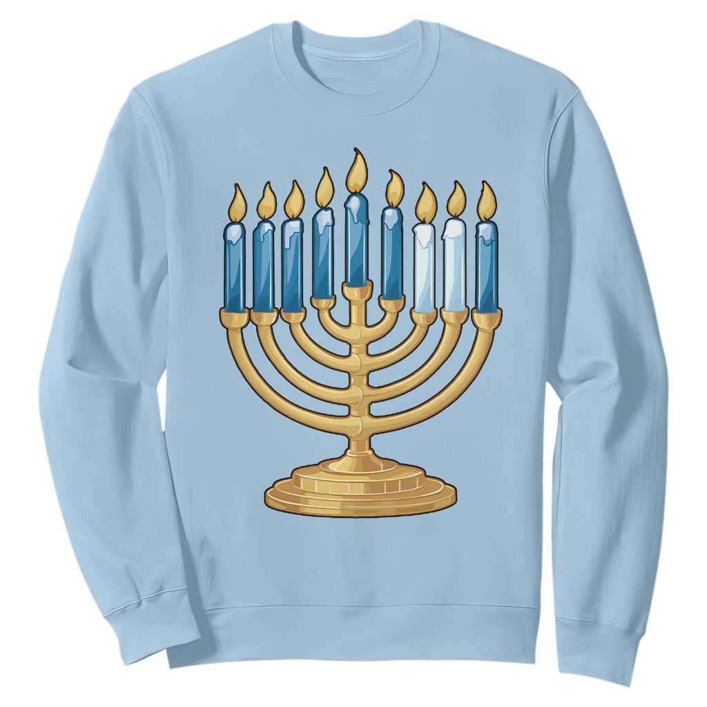 Funny 67 Hanukkah Sweatshirt Chanukah Menorah Sixth Seventh Night TS11 Light Blue Print Your Wear