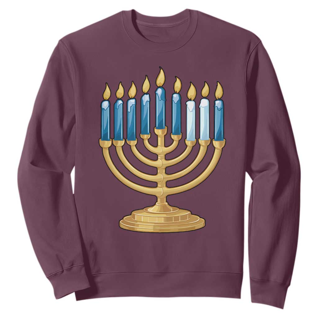 Funny 67 Hanukkah Sweatshirt Chanukah Menorah Sixth Seventh Night TS11 Maroon Print Your Wear