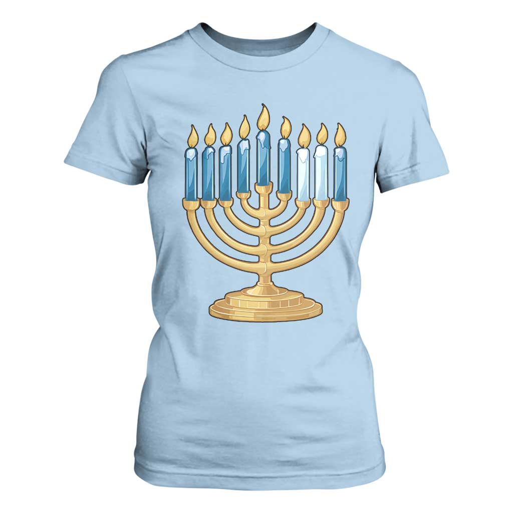 Funny 67 Hanukkah T Shirt For Women Chanukah Menorah Sixth Seventh Night TS11 Light Blue Print Your Wear