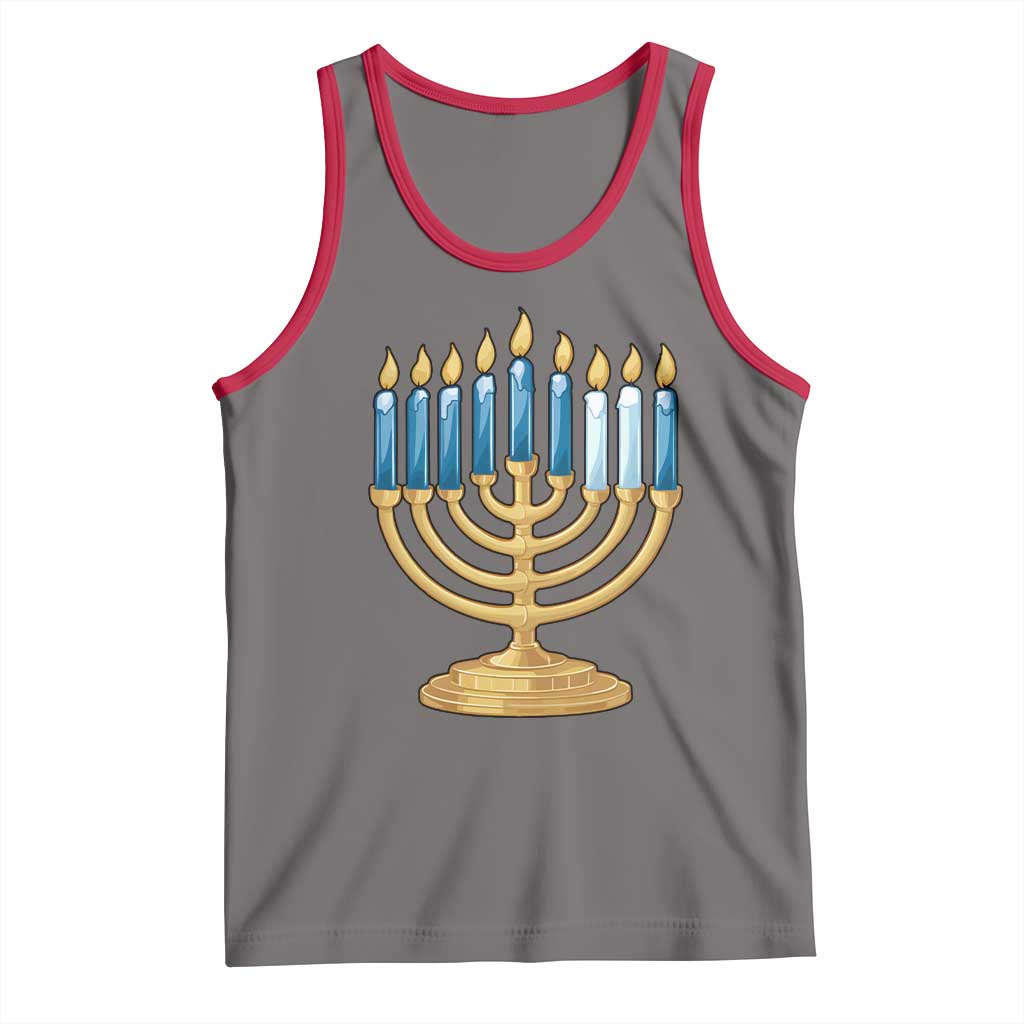Funny 67 Hanukkah Tank Top Chanukah Menorah Sixth Seventh Night TS11 Deep Heather Red Print Your Wear
