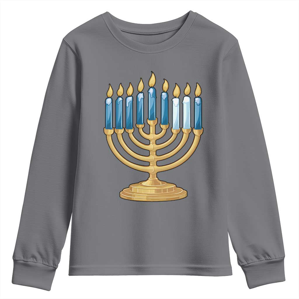 Funny 67 Hanukkah Youth Sweatshirt Chanukah Menorah Sixth Seventh Night TS11 Charcoal Print Your Wear