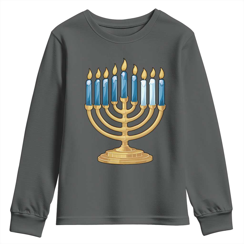 Funny 67 Hanukkah Youth Sweatshirt Chanukah Menorah Sixth Seventh Night TS11 Dark Heather Print Your Wear