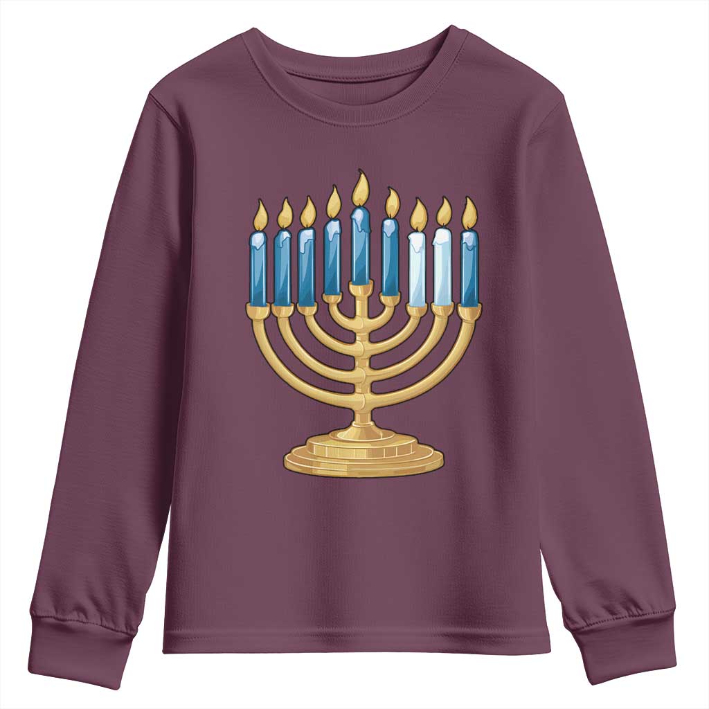 Funny 67 Hanukkah Youth Sweatshirt Chanukah Menorah Sixth Seventh Night TS11 Maroon Print Your Wear