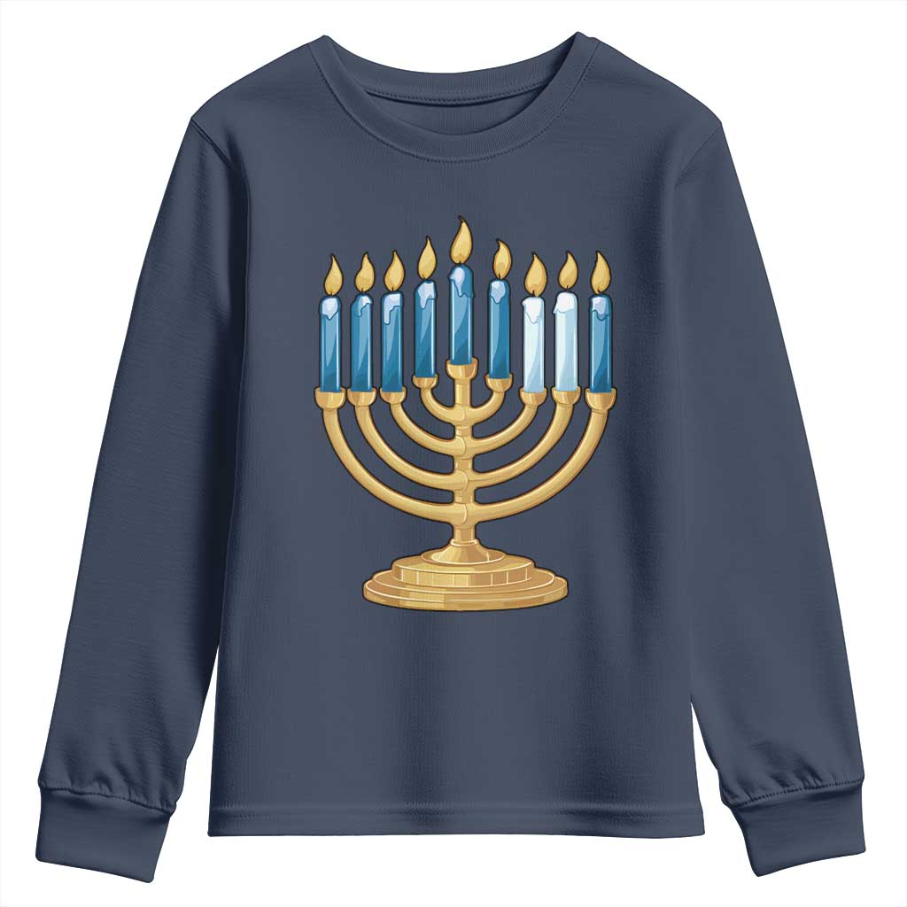 Funny 67 Hanukkah Youth Sweatshirt Chanukah Menorah Sixth Seventh Night TS11 Navy Print Your Wear