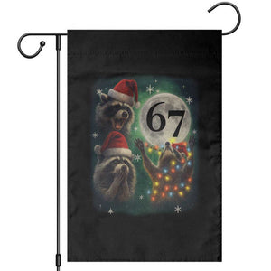 Funny Christmas Three Raccoons 67 Garden Flag Trash Panda Moon Howling Six Seven Meme TS11 Black Print Your Wear