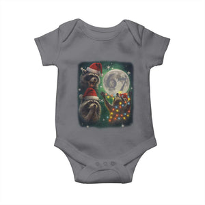 Funny Christmas Three Raccoons 67 Baby Onesie Trash Panda Moon Howling Six Seven Meme TS11 Charcoal Print Your Wear