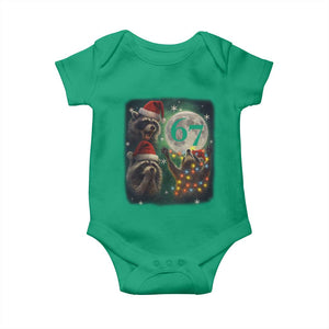 Funny Christmas Three Raccoons 67 Baby Onesie Trash Panda Moon Howling Six Seven Meme TS11 Irish Green Print Your Wear