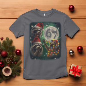 Funny Christmas Three Raccoons 67 T Shirt Trash Panda Moon Howling Six Seven Meme TS11 Charcoal Print Your Wear