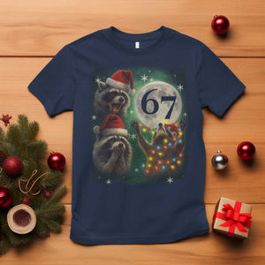 Funny Christmas Three Raccoons 67 T Shirt Trash Panda Moon Howling Six Seven Meme TS11 Navy Print Your Wear