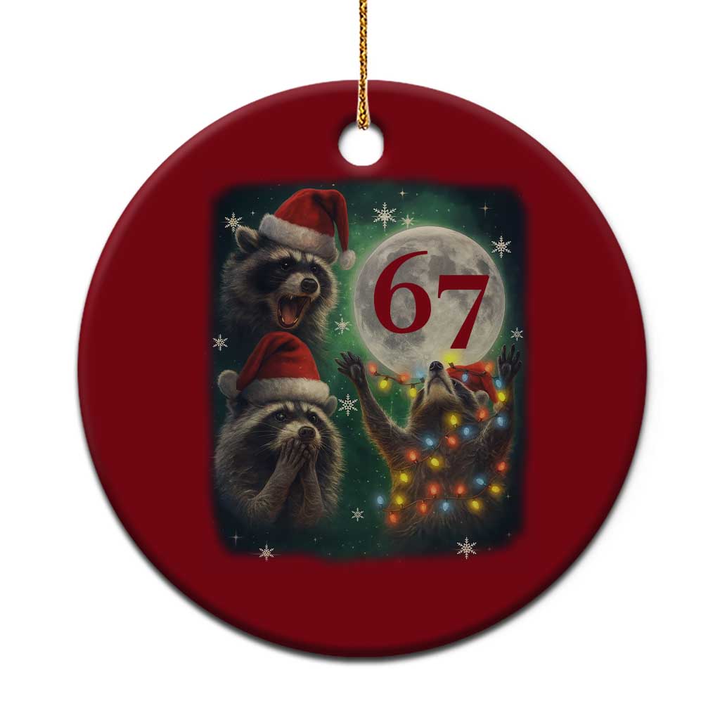 Funny Christmas Three Raccoons 67 Ceramic Ornament Trash Panda Moon Howling Six Seven Meme TS11 1pc Red Print Your Wear