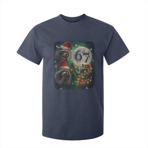 Funny Christmas Three Raccoons 67 T Shirt For Kid Trash Panda Moon Howling Six Seven Meme TS11 Navy Print Your Wear