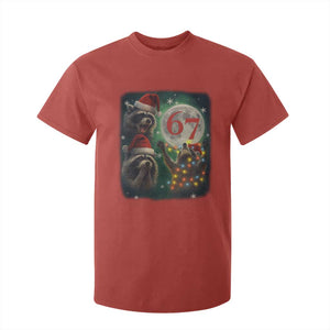 Funny Christmas Three Raccoons 67 T Shirt For Kid Trash Panda Moon Howling Six Seven Meme TS11 Red Print Your Wear