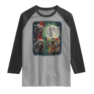 Funny Christmas Three Raccoons 67 Raglan Shirt Trash Panda Moon Howling Six Seven Meme TS11 Sport Gray Black Print Your Wear